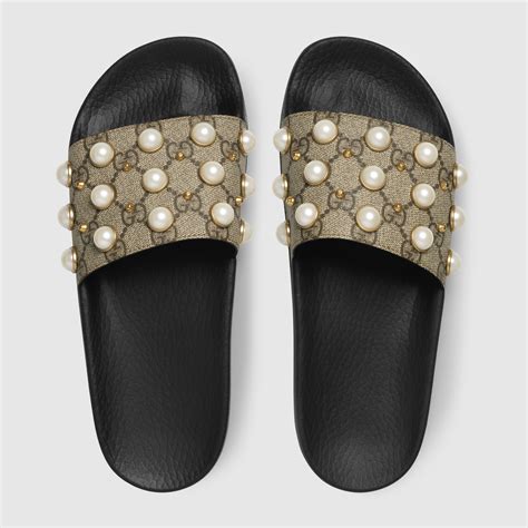 gucci slide with pearls|affordable gucci slides.